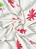 PURE COTTON RAJASTHANI HAND BLOCK PRINT SIX SEATER TABLE CLOTH (PINK TREE)