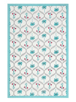 PURE COTTON RAJASTHANI HAND BLOCK PRINT SIX SEATER TABLE CLOTH (TURQ TREE)