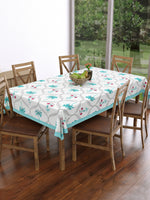PURE COTTON RAJASTHANI HAND BLOCK PRINT SIX SEATER TABLE CLOTH (TURQ TREE)