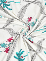 PURE COTTON RAJASTHANI HAND BLOCK PRINT SIX SEATER TABLE CLOTH (TURQ TREE)