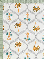 PURE COTTON RAJASTHANI HAND BLOCK PRINT SIX SEATER TABLE CLOTH (YELLOW TREE)