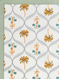 PURE COTTON RAJASTHANI HAND BLOCK PRINT SIX SEATER TABLE CLOTH (YELLOW TREE)