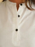 BLOCKS OF INDIA Linen Blend Cotton Cap Top For Women White