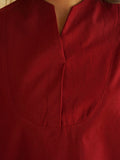 BLOCKS OF INDIA Linen Blend Cotton Korean Top For Women Maroon