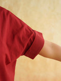 BLOCKS OF INDIA Linen Blend Cotton Korean Top For Women Maroon