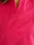 BLOCKS OF INDIA Linen Blend Cotton Korean Top For Women Pink