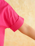 BLOCKS OF INDIA Linen Blend Cotton Korean Top For Women Pink