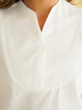 BLOCKS OF INDIA Linen Blend Cotton Korean Top For Women White