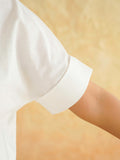 BLOCKS OF INDIA Linen Blend Cotton Korean Top For Women White