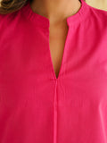 BLOCKS OF INDIA Linen Blend Cotton Sleeveless Top For Women Pink