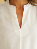 BLOCKS OF INDIA Linen Blend Cotton Sleeveless Top For Women White