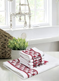 Cotton Hand Block Printed Soft Waffle Fabric Towel Set : 1 Bath Towel and 4 Hand Towel (Towel set 14)