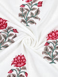 Cotton Hand Block Printed Soft Waffle Fabric Towel Set : 1 Bath Towel and 4 Hand Towel (Towel set 14)