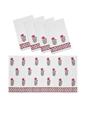 Cotton Hand Block Printed Soft Waffle Fabric Towel Set : 1 Bath Towel and 4 Hand Towel (Towel set 14)