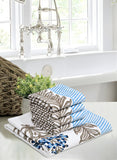 Cotton Hand Block Printed Soft Waffle Fabric Towel Set : 1 Bath Towel and 4 Hand Towel (Towel set 15)
