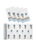 Cotton Hand Block Printed Soft Waffle Fabric Towel Set : 1 Bath Towel and 4 Hand Towel (Towel set 15)