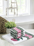 Cotton Hand Block Printed Soft Waffle Fabric Towel Set : 1 Bath Towel and 4 Hand Towel (Towel set 16)