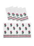 Cotton Hand Block Printed Soft Waffle Fabric Towel Set : 1 Bath Towel and 4 Hand Towel (Towel set 16)