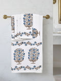 Cotton Hand Block Printed Soft Waffle Fabric Towel Set : 1 Bath Towel and 4 Hand Towel (Towel set 18)