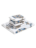 Cotton Hand Block Printed Soft Waffle Fabric Towel Set : 1 Bath Towel and 4 Hand Towel (Towel set 18)