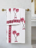 Cotton Hand Block Printed Soft Waffle Fabric Towel Set : 1 Bath Towel and 4 Hand Towel (Towel set 19)