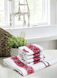 Cotton Hand Block Printed Soft Waffle Fabric Towel Set : 1 Bath Towel and 4 Hand Towel (Towel set 19)