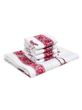 Cotton Hand Block Printed Soft Waffle Fabric Towel Set : 1 Bath Towel and 4 Hand Towel (Towel set 19)