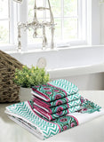 Cotton Hand Block Printed Soft Waffle Fabric Towel Set : 1 Bath Towel and 4 Hand Towel (Towel set 20)