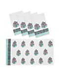 Cotton Hand Block Printed Soft Waffle Fabric Towel Set : 1 Bath Towel and 4 Hand Towel (Towel set 20)