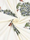 Hand Block Printed Cotton Super King Size Bedsheet(270x 270) (TREE OF LIFE GREY)
