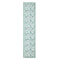 BLOCKS OF INDIA Hand Block Printed Cotton Table Runner, Mat and Napkin Set for Center/Dining Table (Turq Jaal)