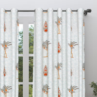 BLOCKS OF INDIA Hand Block Printed Cotton Daylight Curtain with Eyelets(Set of 2 Curtains) (Flower 214 cm / Door)