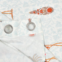 BLOCKS OF INDIA Hand Block Printed Cotton Daylight Curtain with Eyelets(Set of 2 Curtains) (Flower 214 cm / Door)