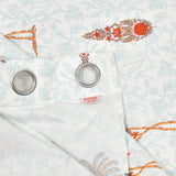 BLOCKS OF INDIA Hand Block Printed Cotton Daylight Curtain with Eyelets(Set of 2 Curtains) (Flower 214 cm / Door)