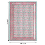 Pure Cotton Table Cloth Rajasthani Hand Block Printed (TURQUOISE PINK JAAL)