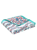 Hand Block Printed Cotton Summer Single Size Reversible Printed Malmal Dohar Turq Tilak Buta