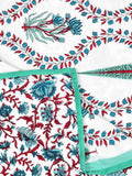 Hand Block Printed Cotton Summer Single Size Reversible Printed Malmal Dohar Turq Tilak Buta