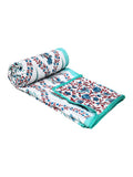 Hand Block Printed Cotton Summer Single Size Reversible Printed Malmal Dohar Turq Tilak Buta