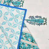 BLOCKS OF INDIA Hand Block Printed Cotton Summer Single Size Reversible Printed Malmal Dohar- Multicolor (Turquoise Buta New))