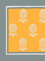 Rajasthani Handmade Hand Block Print Cotton Pillow Cover , Yellow Buti Procein (2 Pcs)