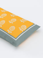 Rajasthani Handmade Hand Block Print Cotton Pillow Cover , Yellow Buti Procein (2 Pcs)