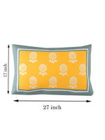 Rajasthani Handmade Hand Block Print Cotton Pillow Cover , Yellow Buti Procein (2 Pcs)