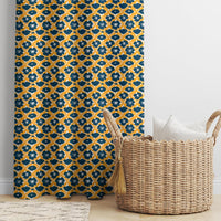 BLOCKS OF INDIA Hand Block Printed Cotton Daylight Curtain with Eyelets(Set of 2 Curtains) (Flower 214 cm / Door) (Yellow flower)