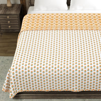 BLOCKS OF INDIA Polycotton Double Dohar /Blanket for Summer (YELLOW FLOWER DULL COTTON)