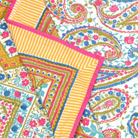 Cotton Dohar / Blanket King Bed Size Hand Block Printed (Yellow Gad Paisley)
