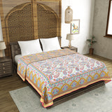 Cotton Dohar / Blanket King Bed Size Hand Block Printed (Yellow Gad Paisley)