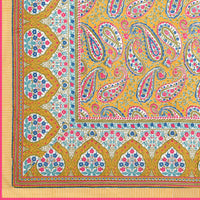 Cotton Dohar / Blanket King Bed Size Hand Block Printed (Yellow Gad Paisley)