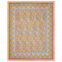Cotton Dohar / Blanket King Bed Size Hand Block Printed (Yellow Gad Paisley)