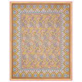 Cotton Dohar / Blanket King Bed Size Hand Block Printed (Yellow Gad Paisley)