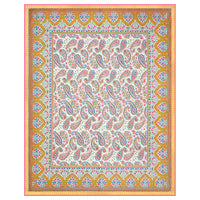 Cotton Dohar / Blanket King Bed Size Hand Block Printed (Yellow Gad Paisley)